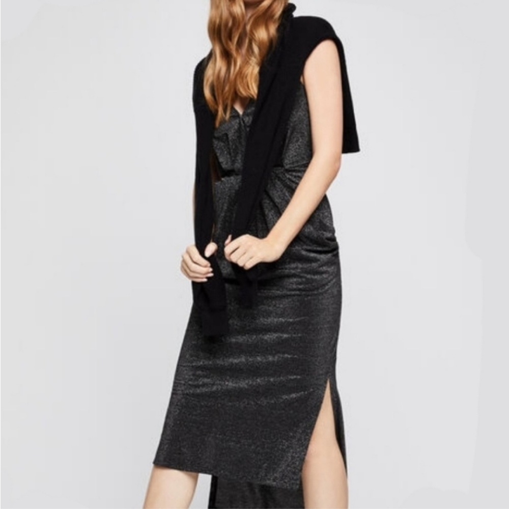NWT | BCBGenaration| Midi Metalic Black Dress | Small - Picture 6 of 14